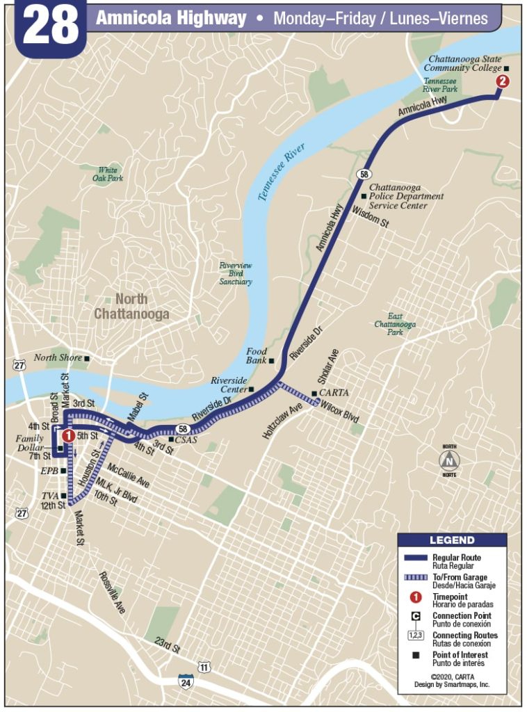 Route 28 | CARTA | Chattanooga Area Regional Transportation Authority CARTA